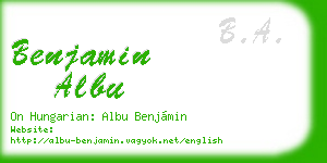 benjamin albu business card