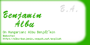 benjamin albu business card